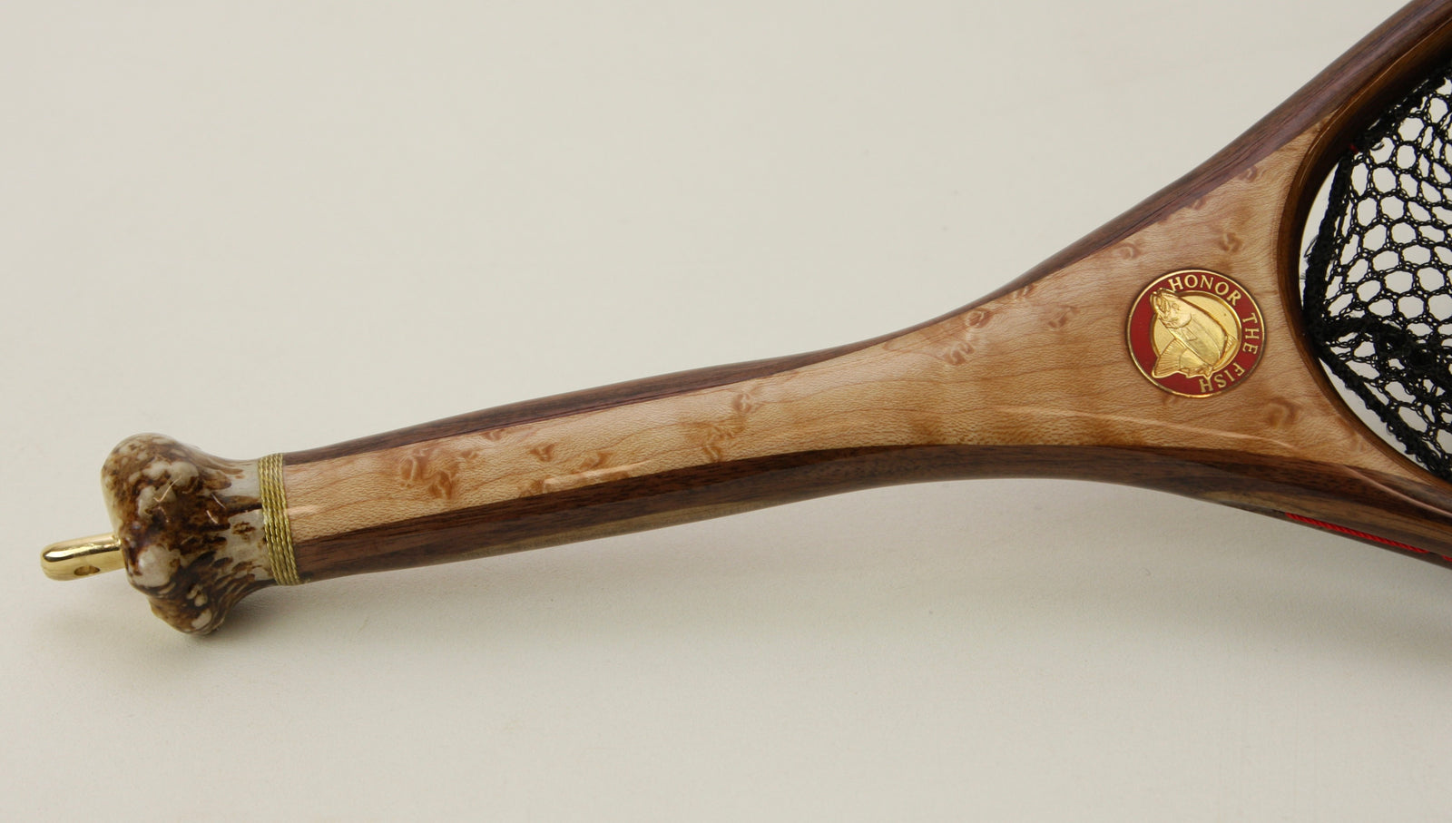 Large Hoop Landing Net with Oval Hoop in Walnut and Maple