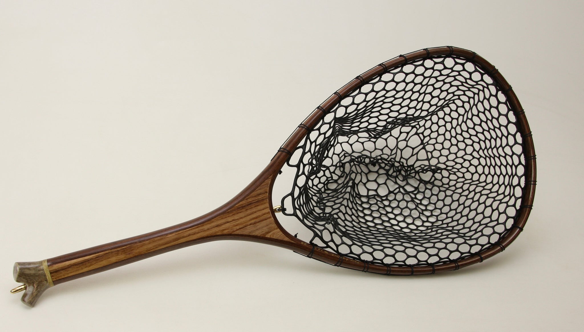 antique long handle fishing net Vintage for decor Antique Fishing Net Wrapped Handle