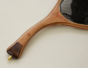Medium sized landing net in Cherry and maple with curved handle.