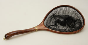 curved handle fly fishing nets A unique custom wooden landing net for a unique person it offers a curved handle for better control Custom Landing Net with compound