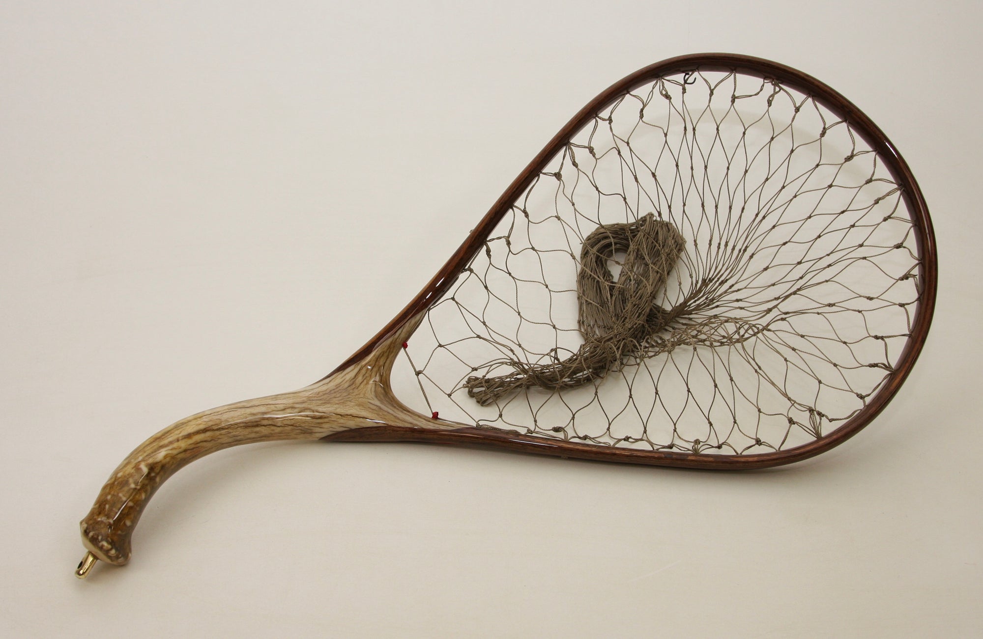 antique fishing net Medium sized custom Fly Fishing Net : Deer Antler and Walnut