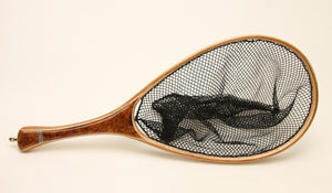 Medium sized Fly Fishing Net: Cherry burl, Elk and an Apology