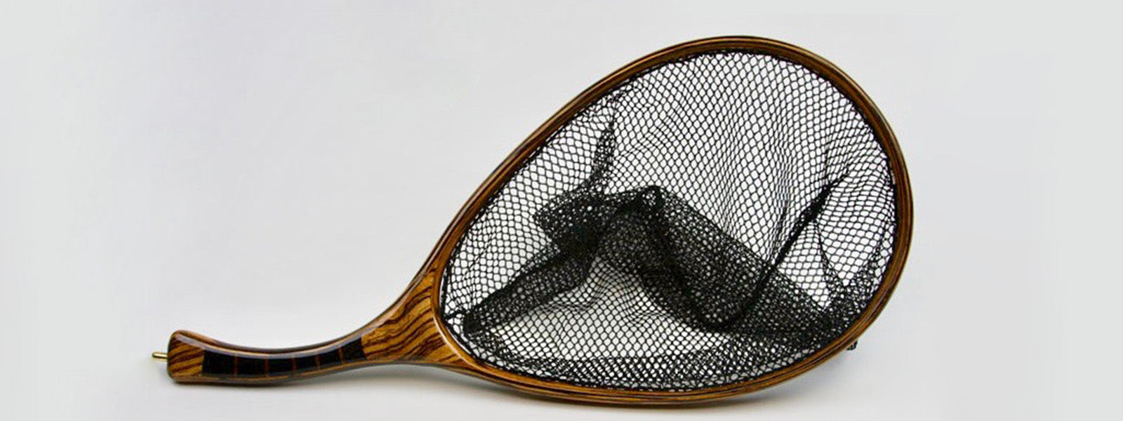 Wooden Fishing Net with Measuring Dots on Handle Fly Fishing Net
