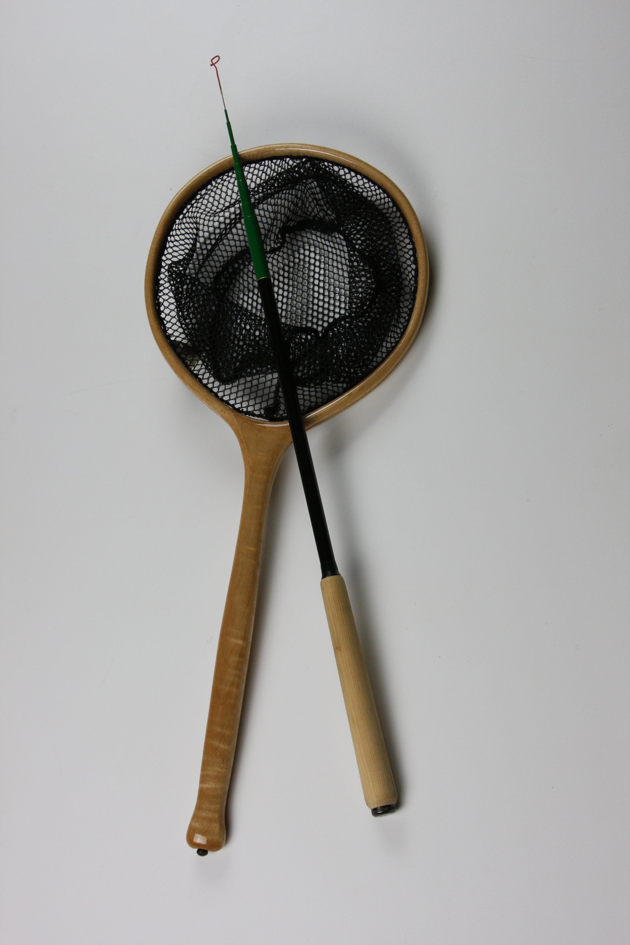 Small Tenkara landing net: Curly white oak and maple - Nets that Honor the Fish Small Tenkara landing net: Curly white oak and maple - Nets that Honor the Fish