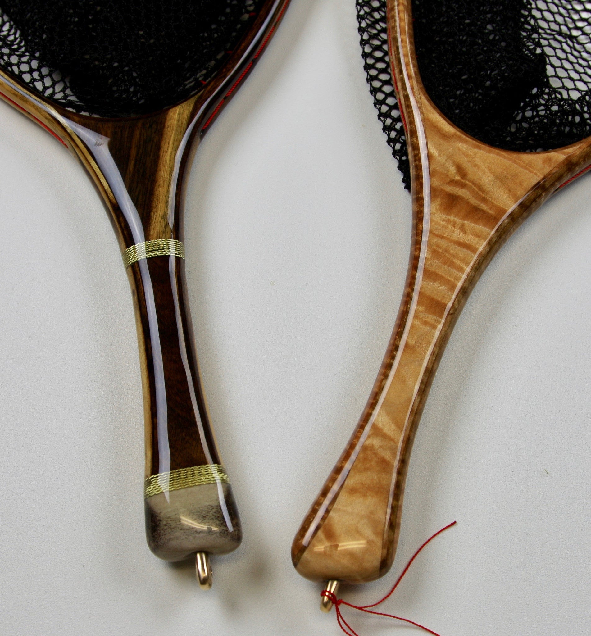 LANDING NET HANDLES WITH DIFFERENT WOODS AND FEATURES