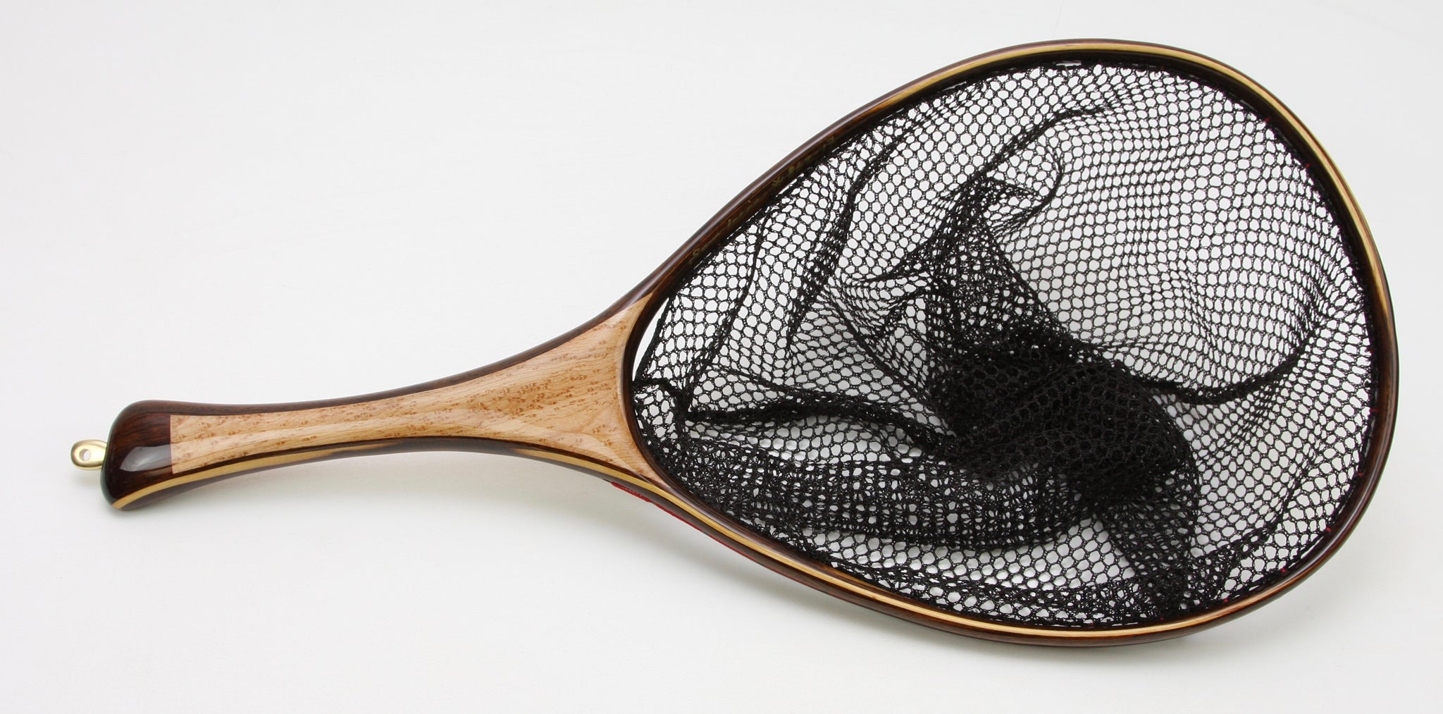 Traditionally sized Birdseye Maple and Texas Ebony Custom Landing Net - Nets  that Honor the Fish