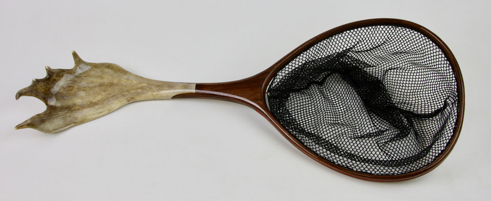 Custom landing net with caribou antler handle.