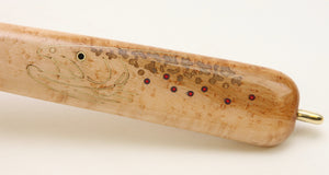 Close up of brown trout inlay. 