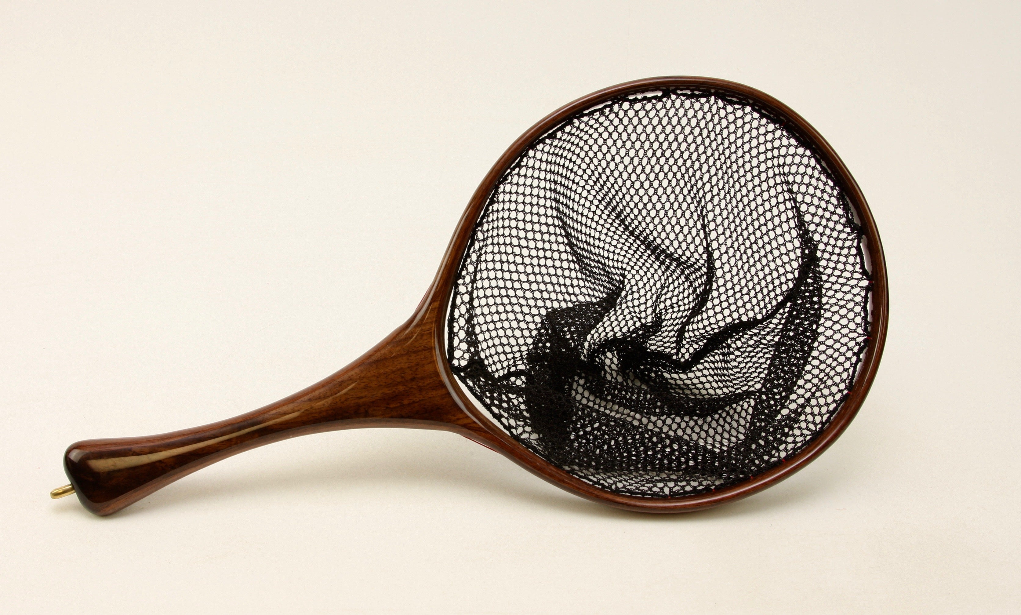 Small circular hoop Landing Net in Walnut: The Friars Frying Pan