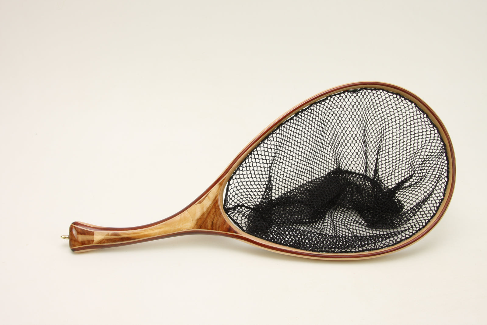 Curved handle landing net. 