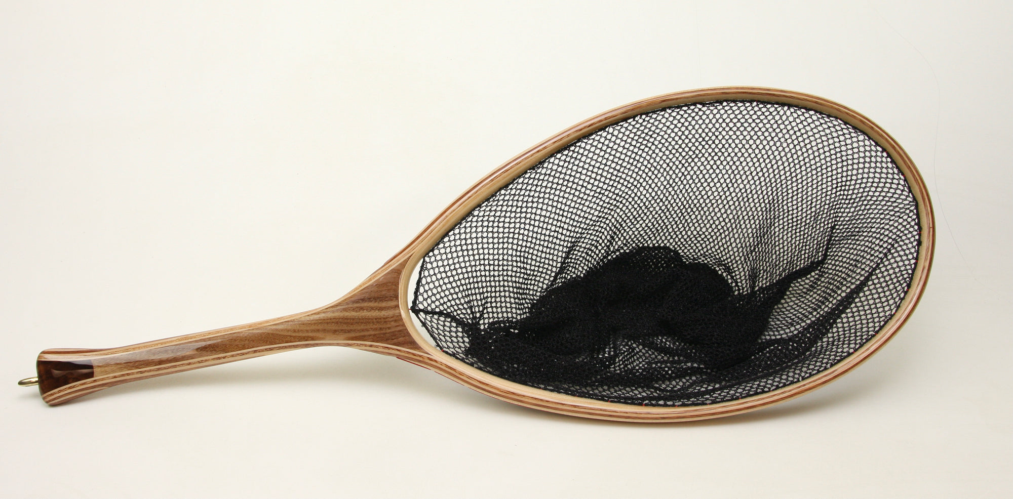 Large Hoop Landing Net with Oval Hoop in Catalpa with accenting woods