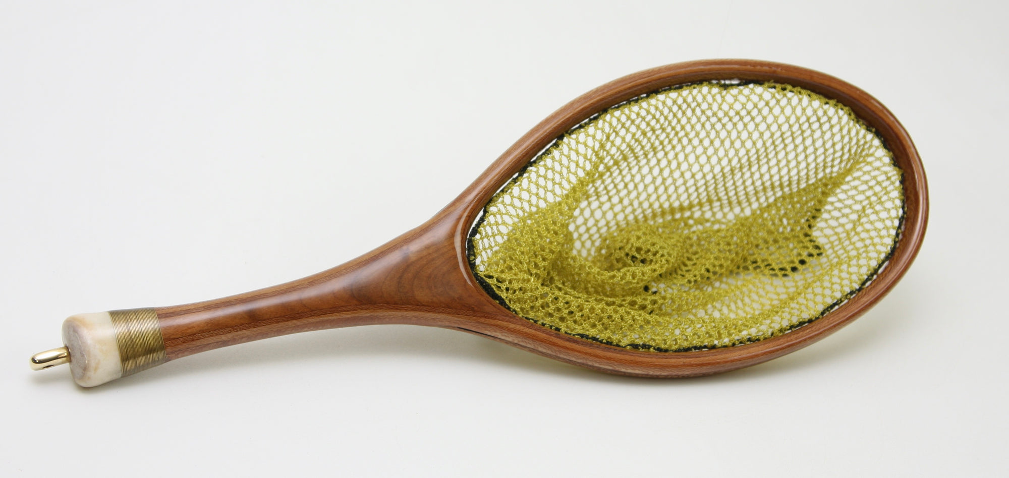 Small Brook Trout Net in Cherry and Sycamore with Antler end cap.