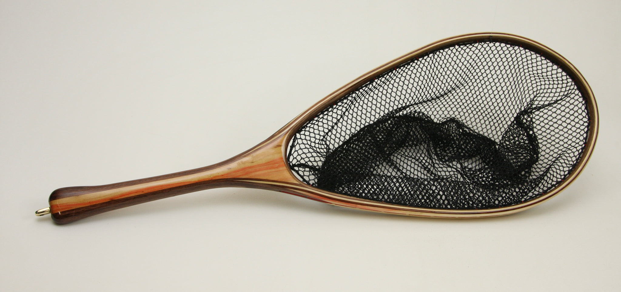 Custom wooden fly fishing net of walnut and box elder - Nets that