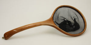 Smaller sized landing net with Uniquely carved cherry handle