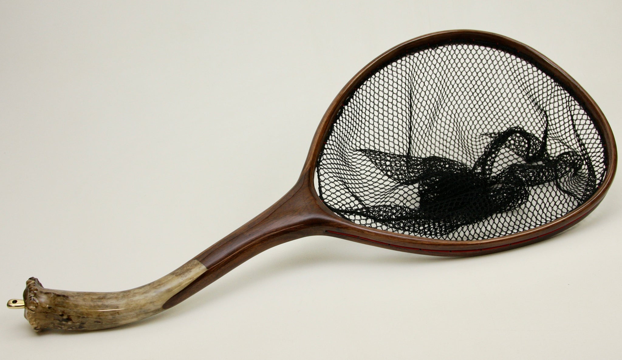 Medium sized Fly Fishing Landing Net with Deer Antler and Walnut - Nets  that Honor the Fish
