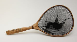 Landing net with brown trout inlay.